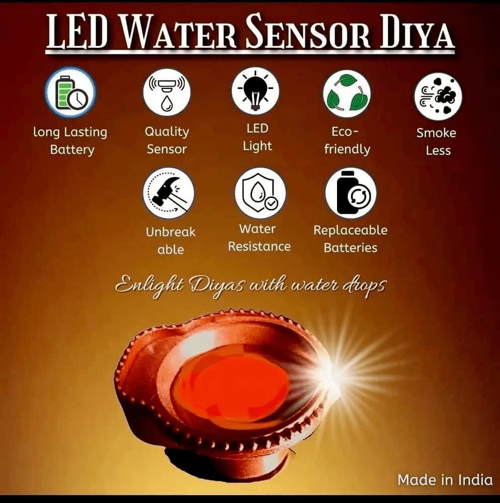 LED Light Water Sensor Diyas - Pack of 18