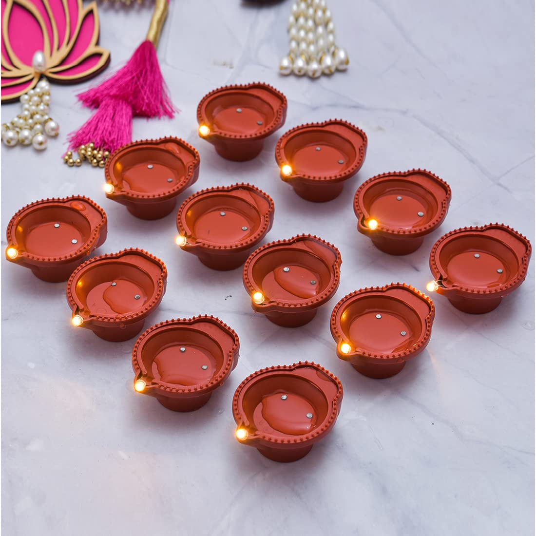 LED Light Water Sensor Diyas - Pack of 18