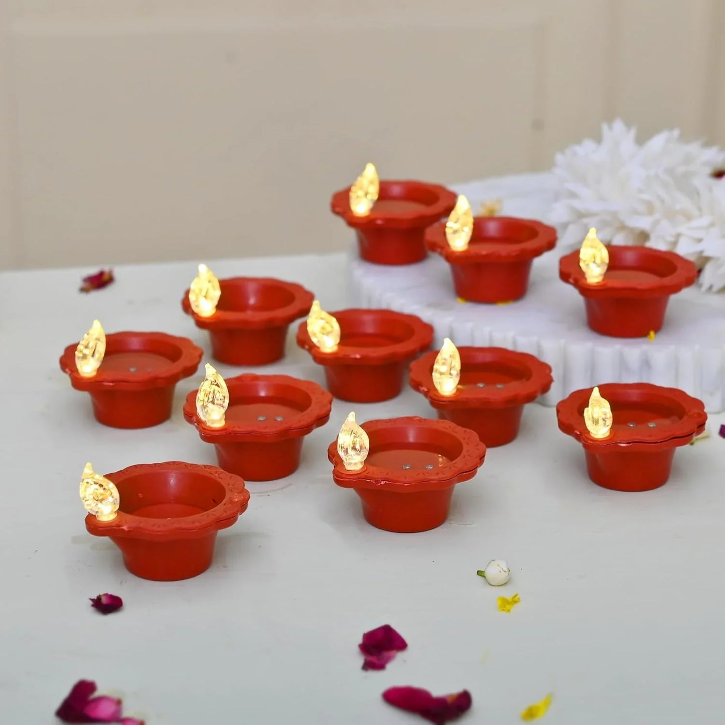 LED Light Water Sensor Diyas - Pack of 18
